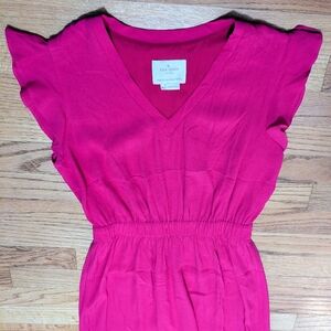 Kate Spade Fluid Crepe Frill Dress Bright Pink Size 4
